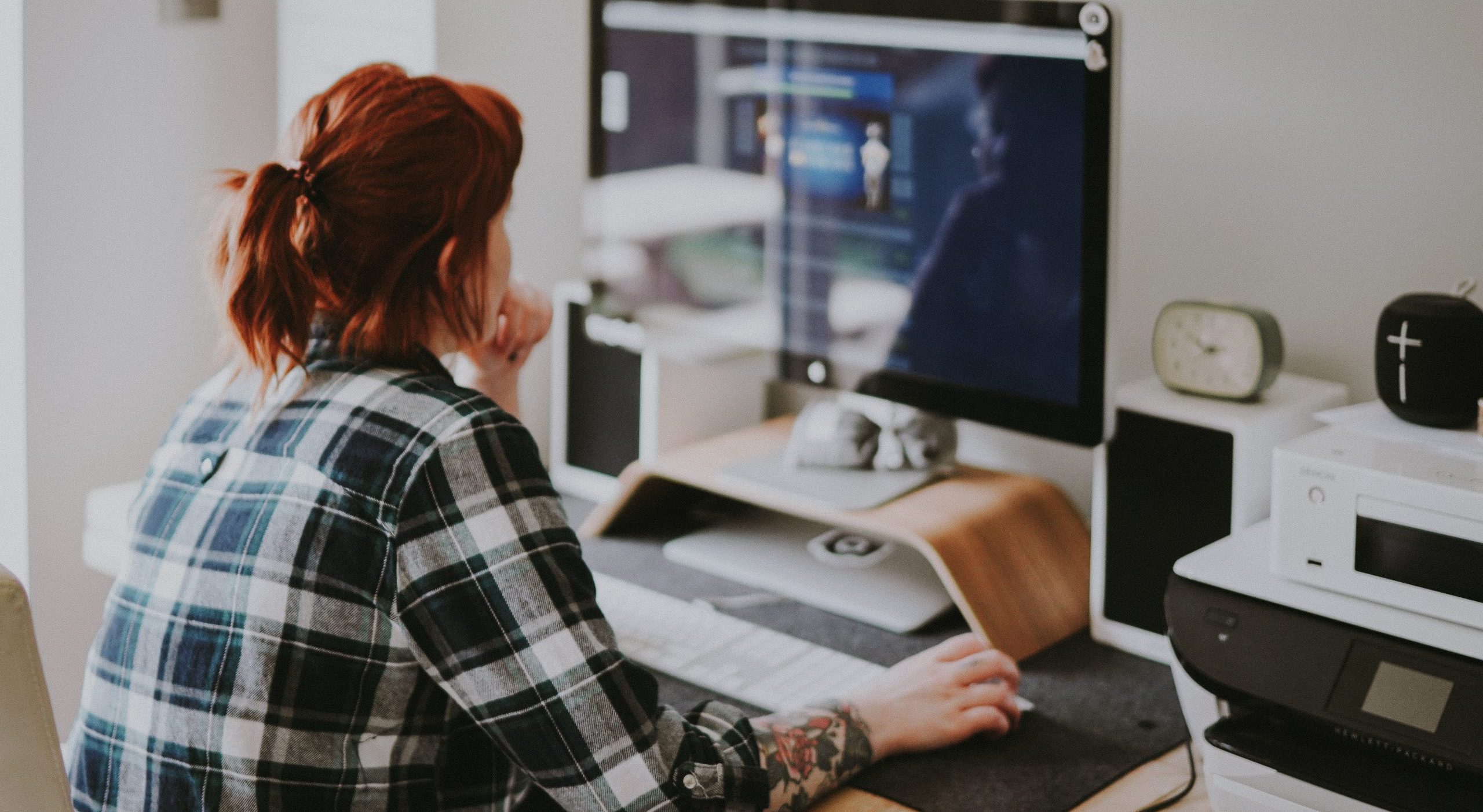 Woman working at a desk